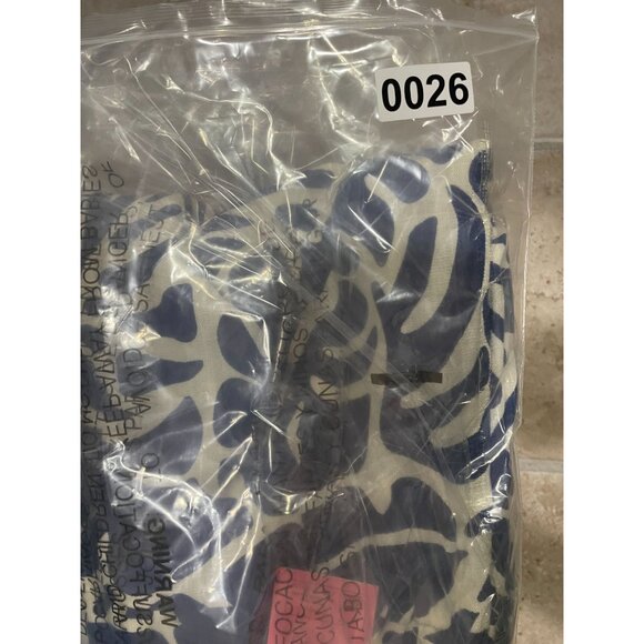 Rose + Olive Womens Elastic Waist Blue & White Tropical Print Wide-Leg Pants SzM - Picture 14 of 15